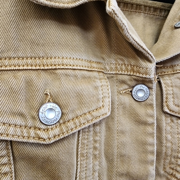 Free People Brown Denim Jacket Warm Sands Size Small Boho Rumors Jacket - Picture 7 of 11